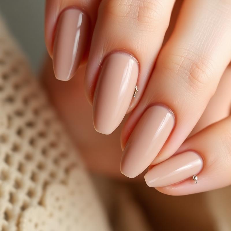 Nude Nägel mit Strass